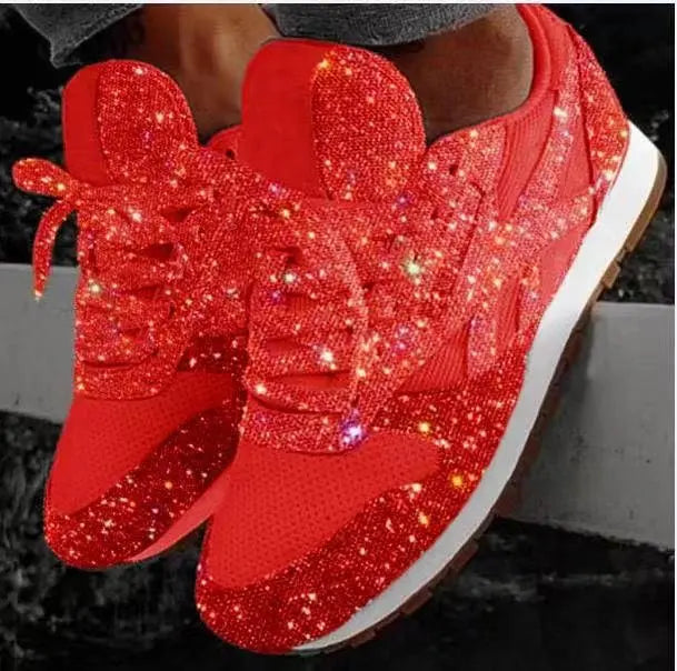 Glimmer | Elegante, Atmungsaktive Damen Glitzer Schuhe – Silber Glitzer Sneakers 3