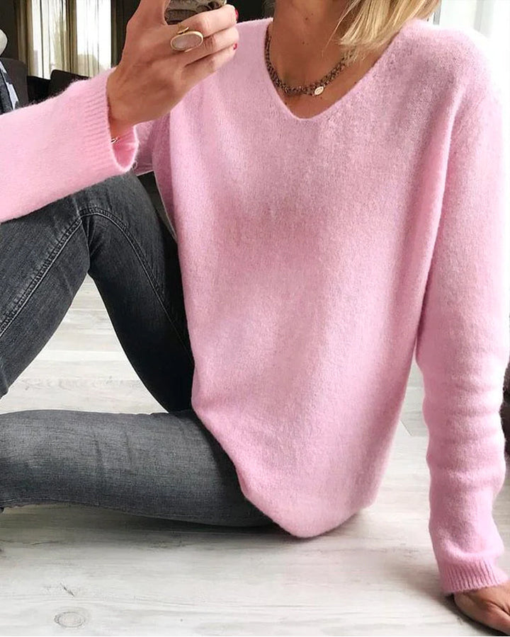 Grazia | Eleganter, Bequemer &amp; Vielseitiger Langarmpullover mit V-Ausschnitt 0