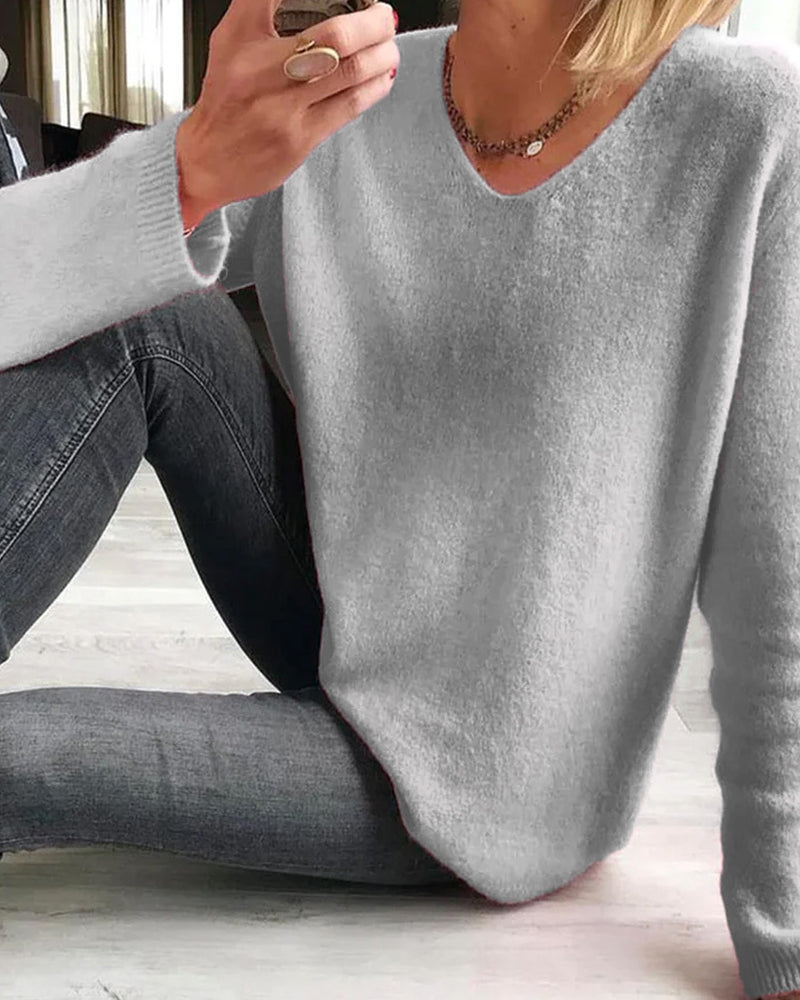 Grazia | Eleganter, Bequemer &amp; Vielseitiger Langarmpullover mit V-Ausschnitt 3
