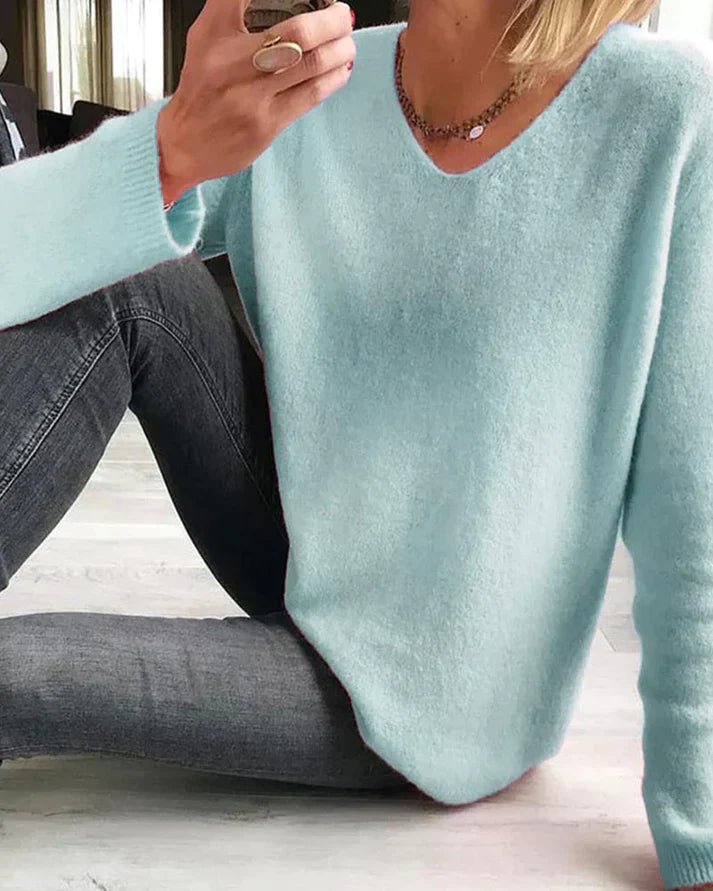 Grazia | Eleganter, Bequemer &amp; Vielseitiger Langarmpullover mit V-Ausschnitt 4
