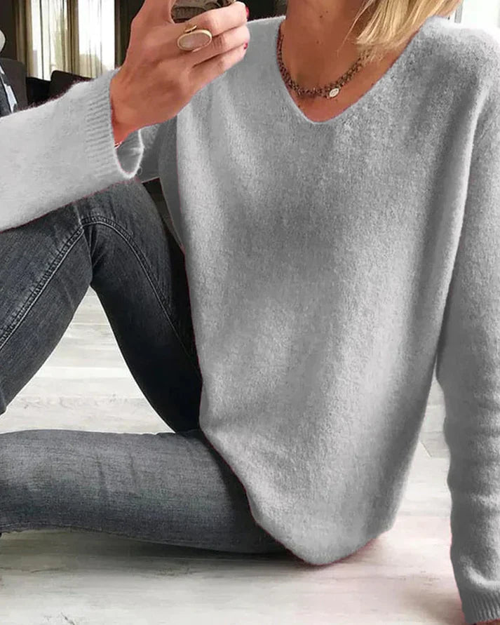 Grazia | Eleganter, Bequemer &amp; Vielseitiger Langarmpullover mit V-Ausschnitt 5