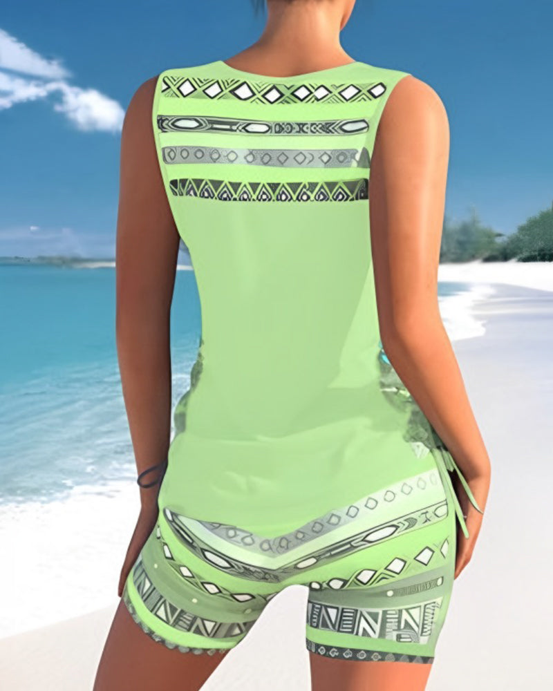 Heidi-Mode | Elegantes, Geometrisches &amp; Bequemes Druck Tankini Set 3