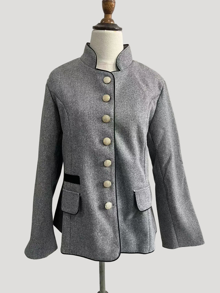 Heidi | Elegante, Schmal Geschnittene Damenjacke mit Stehkragen und Kontrastdetails 2