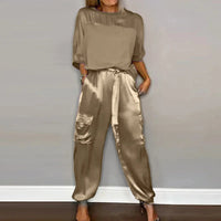 Klaudia | Elegant satin two-piece with flowing silhouette