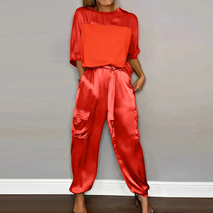 Hela | Elegantes, Bequemes &amp; Vielseitiges Damen Satin Zweiteiler 2