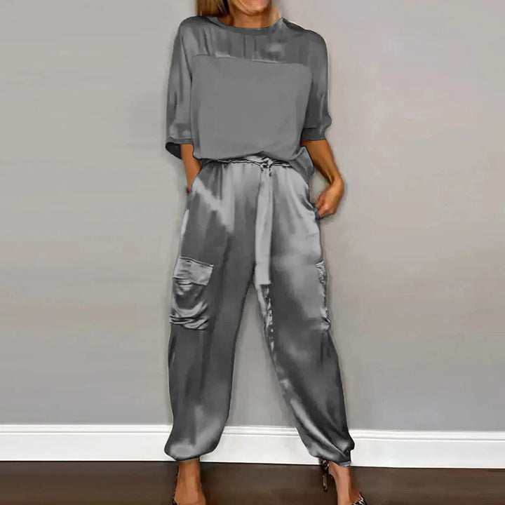 Hela | Elegantes, Bequemes &amp; Vielseitiges Damen Satin Zweiteiler 5