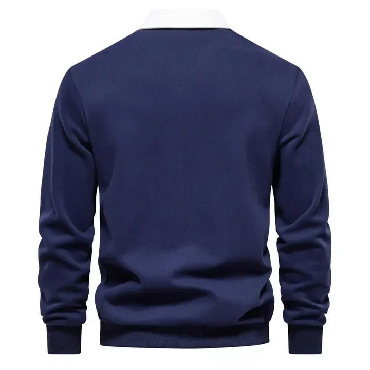 Henry | Herren-Golfpolopullover mit langen Ärmeln, Kontrastkragen und Baumwollmischung 6