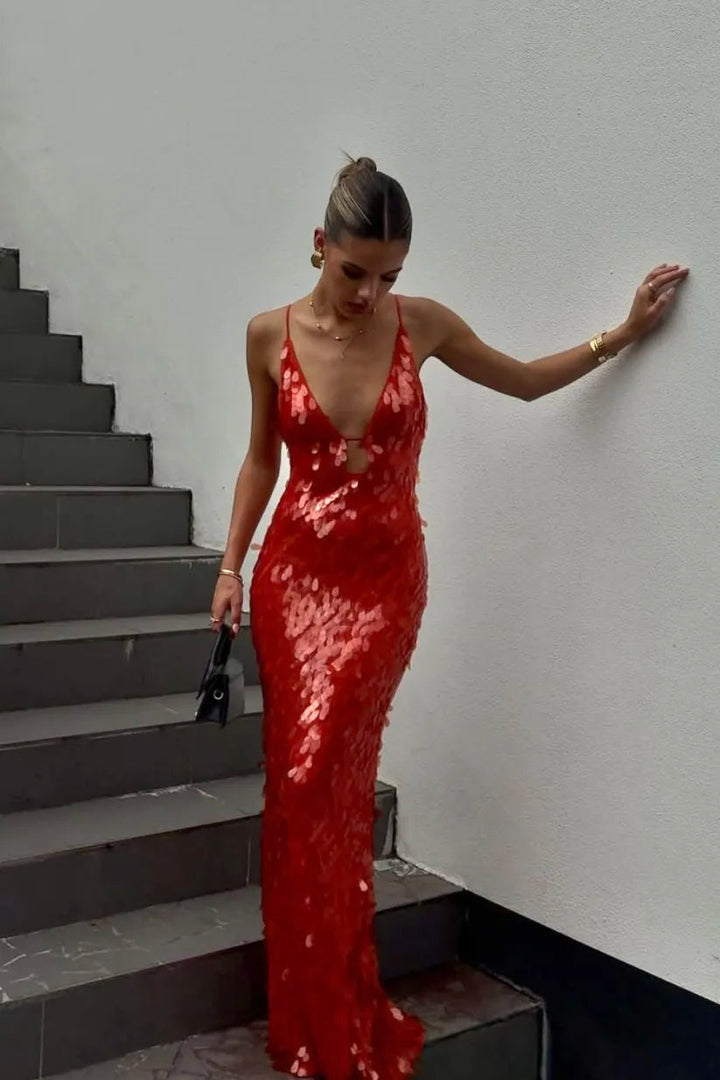 Holly | Abendkleid Rückenfrei Pailletten Elegant Feminine Passform 0