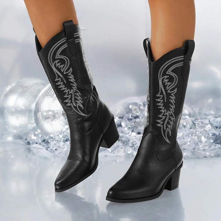 Holly | Cowboystiefel Damen Vintage-Charme Blockabsatz Elegant Westernstyle 4