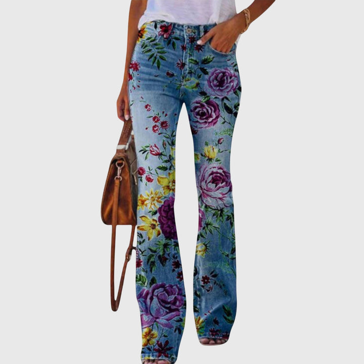 Iris | Elegante, Weite & Blumenmuster Stoffhose Damen 0