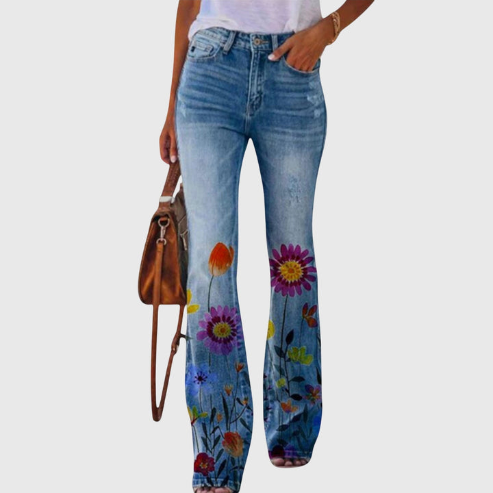 Iris | Elegante, Weite & Blumenmuster Stoffhose Damen 1
