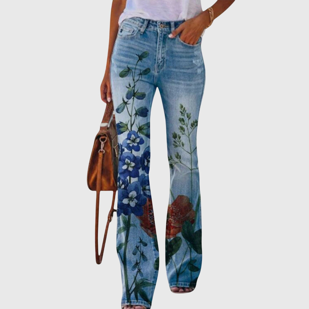 Iris | Elegante, Weite & Blumenmuster Stoffhose Damen 5