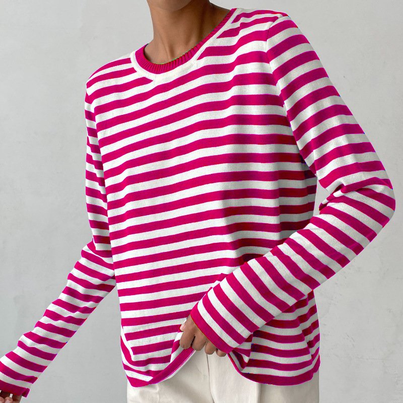 Isabella | Bequemer und warmer Langarmpullover mit maritim gestreiften Ärmeln 5