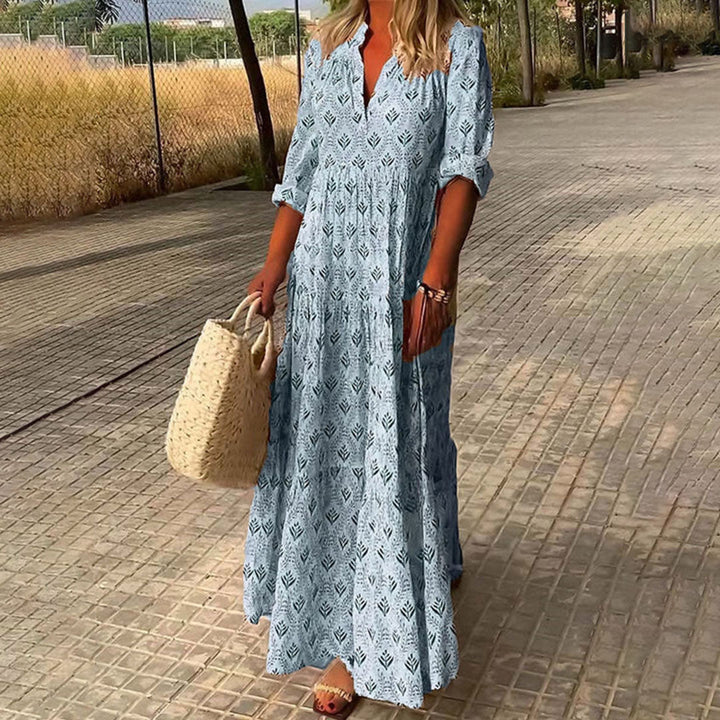 Isabella | Langes Boho-Maxikleid mit V-Ausschnitt 0