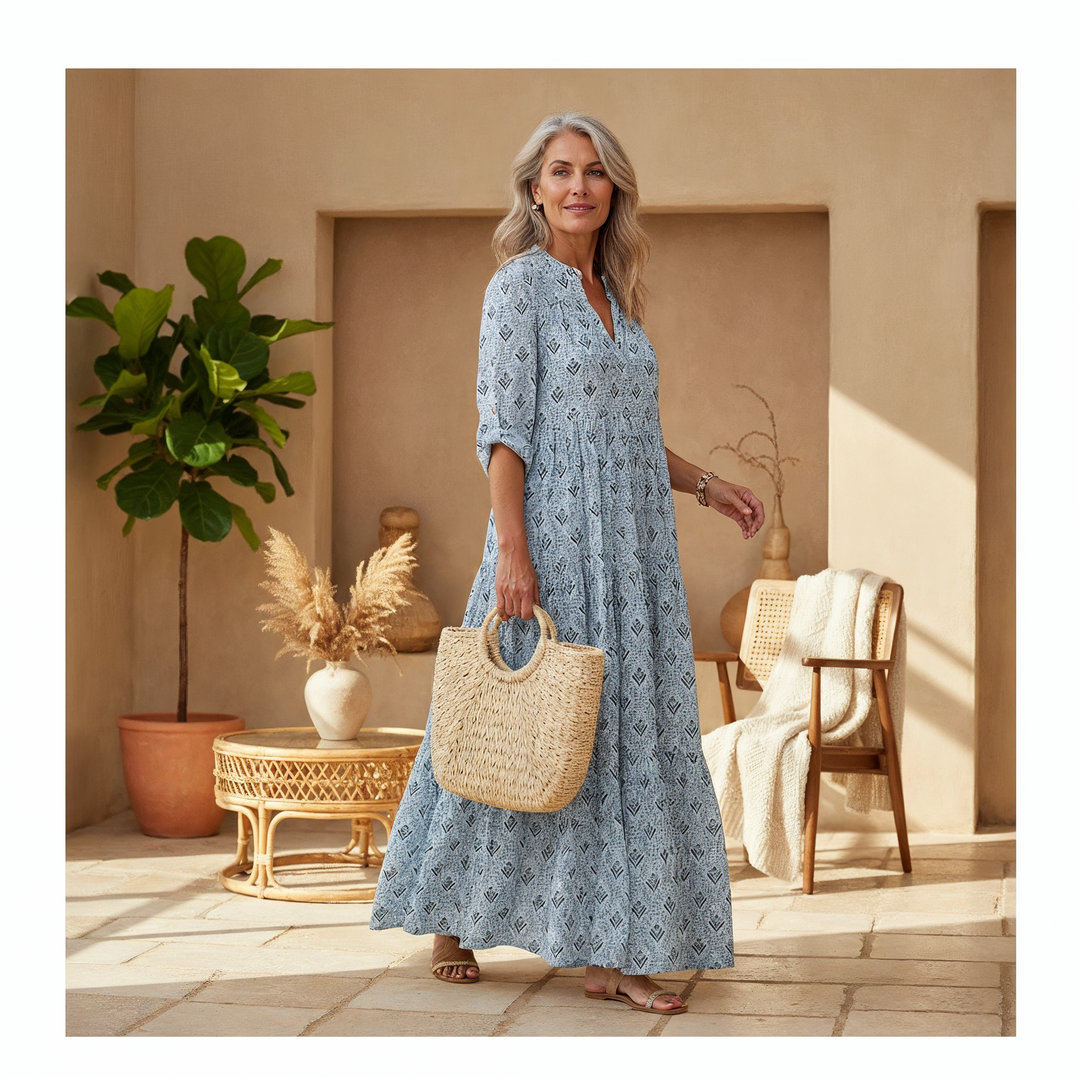 Isabella | Langes Boho-Maxikleid mit V-Ausschnitt 1