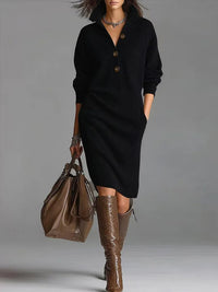 Petra | Elegant ribbed knit dress with tie belt