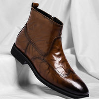 Arthur | Stylish Men's Leather Boots with Elegant Brogue Detailing