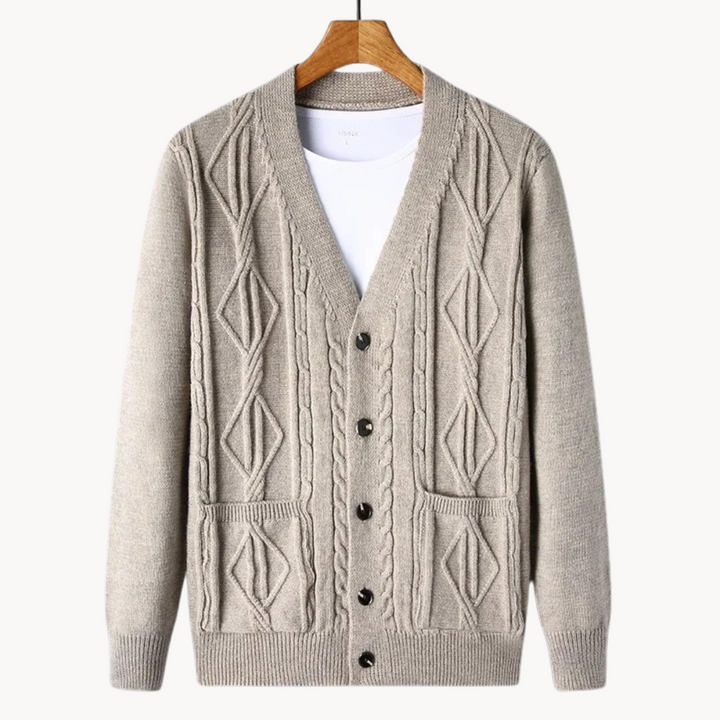 James | Moderne Herren Strickjacke mit Ripp Gestaltung 0