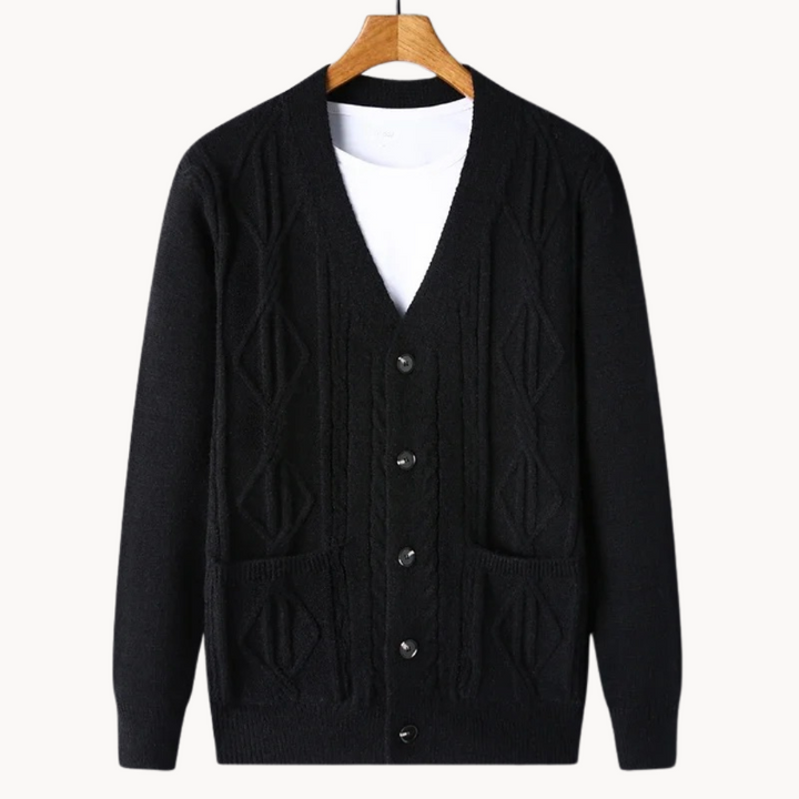 James | Moderne Herren Strickjacke mit Ripp Gestaltung 1