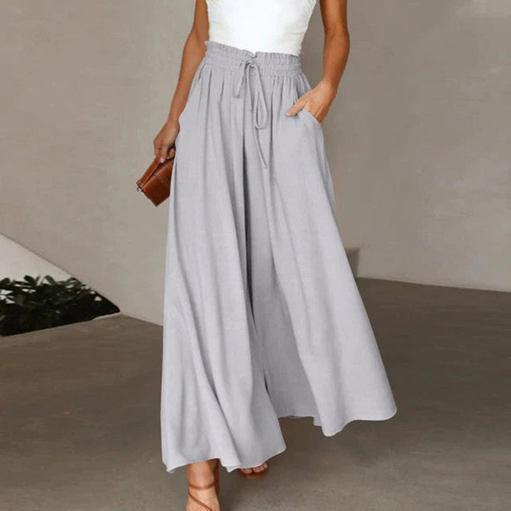 Jasmin | Fließende, Elegante & Bequeme Stoffhose Damen – Weiße Palazzo-Hose 3