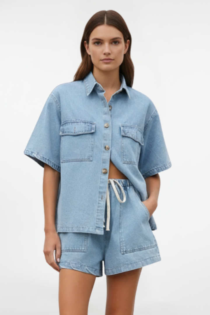 Jasmin | Luftiges, Elegantes &amp; Bequemes Damen Set aus Hemd und Shorts 0