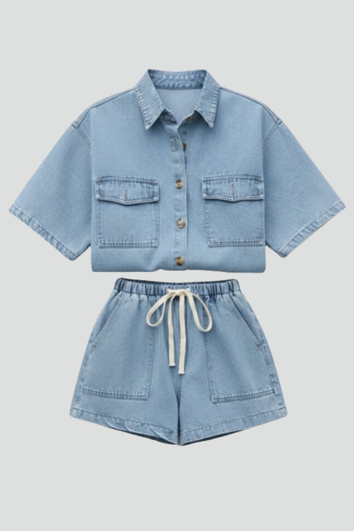 Jasmin | Luftiges, Elegantes &amp; Bequemes Damen Set aus Hemd und Shorts 1