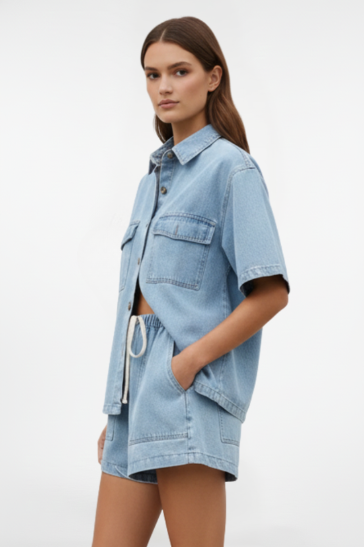 Jasmin | Luftiges, Elegantes &amp; Bequemes Damen Set aus Hemd und Shorts 2