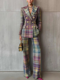 Charlotte | Elegant double-breasted blazer suit in check pattern