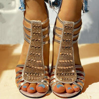 Anna | Elegant and Sparkling Women's Rhinestone Sandals with Block Heel