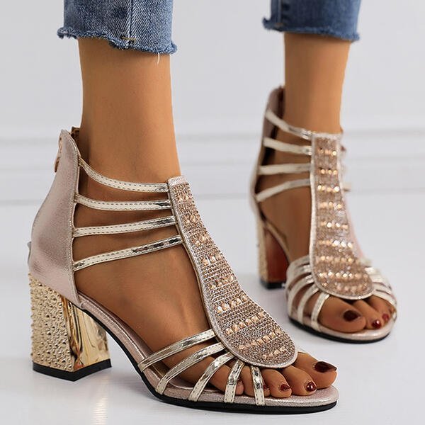 Julia | Glamouröse Strass-Sandalen mit Blockabsatz 3