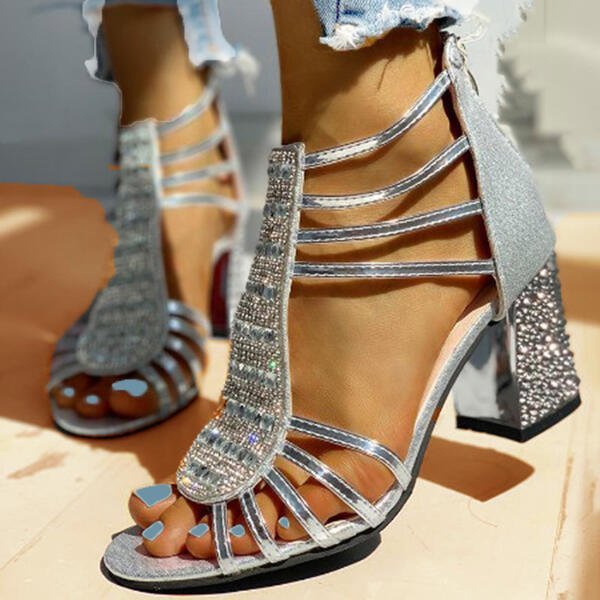 Julia | Glamouröse Strass-Sandalen mit Blockabsatz 4