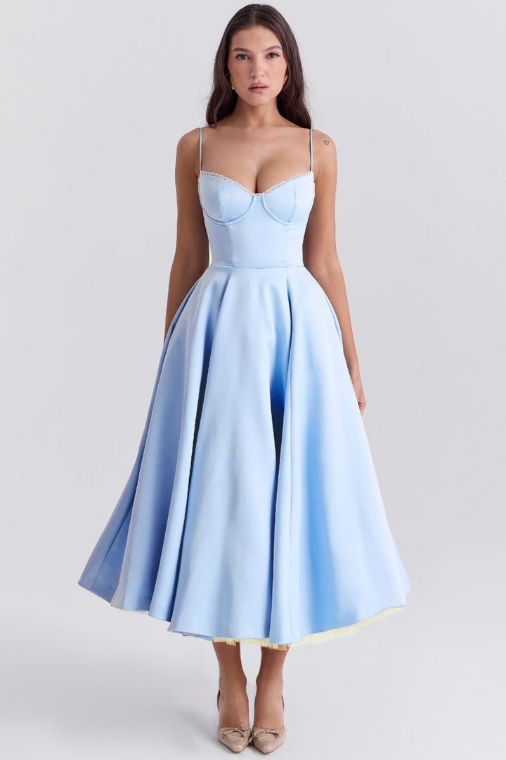 Julia | Preiswertes und fließendes Midikleid 0