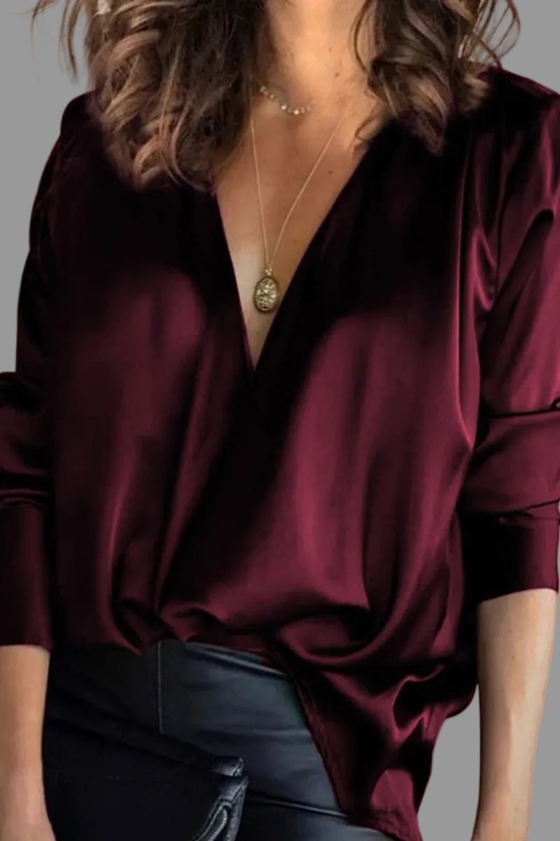 Juliane | Bequeme und weiche Satinbluse mit fließendem Drapé 1