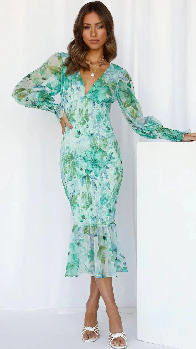 Juna | Blumenkleid Abend Elegant Fließend Damen 5