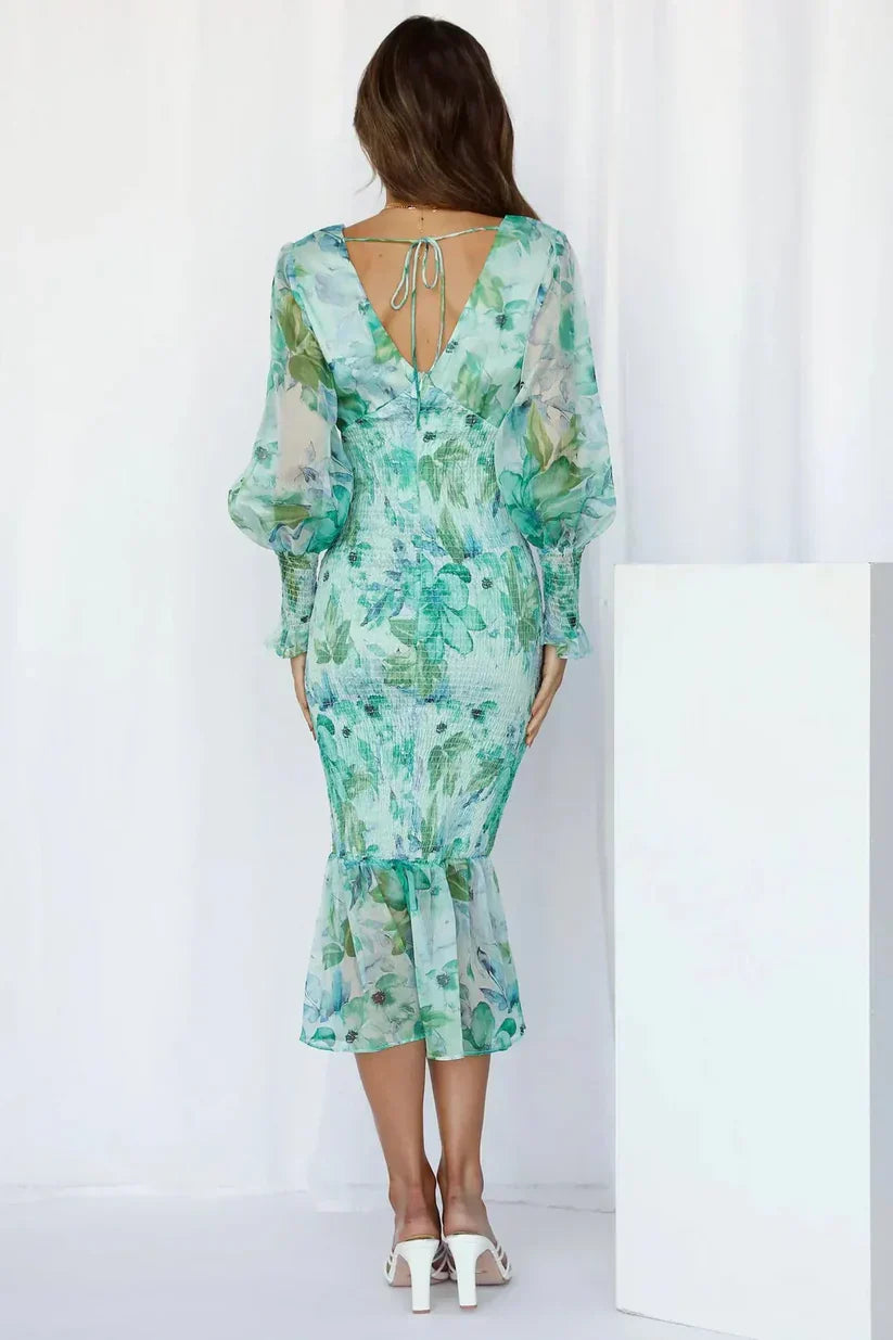 Juna | Blumenkleid Abend Elegant Fließend Damen 6