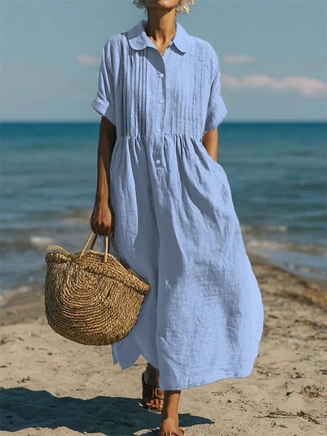 Juna | Festliche Kleider Damen Hemdblusenkleid Elegant Baumwolle Sommer Schnitt 1