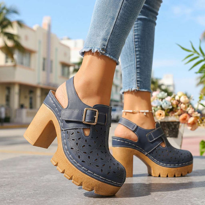 Juna | Plateau Clogs Clogs Plateau Vintage Floral Design Bequeme Passform 3