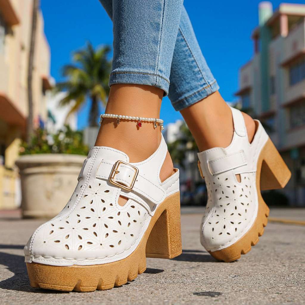 Juna | Plateau Clogs Clogs Plateau Vintage Floral Design Bequeme Passform 4