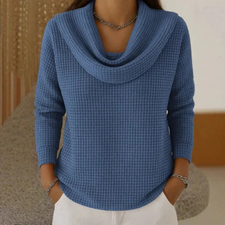 Karen – Warm Waffle Knit Sweater With Elegant Cowl Neck 0