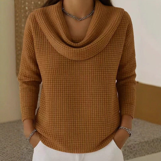 Karen – Warm Waffle Knit Sweater With Elegant Cowl Neck 1