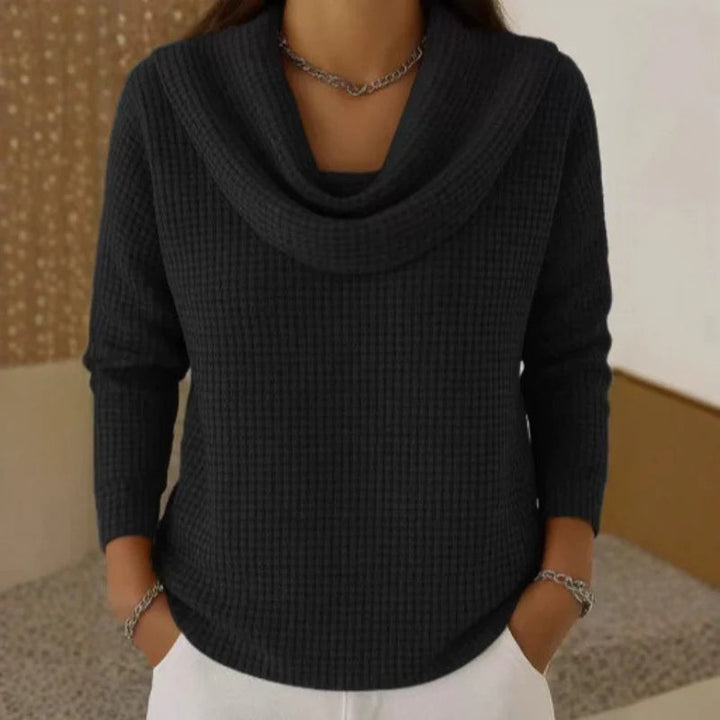 Karen – Warm Waffle Knit Sweater With Elegant Cowl Neck 4