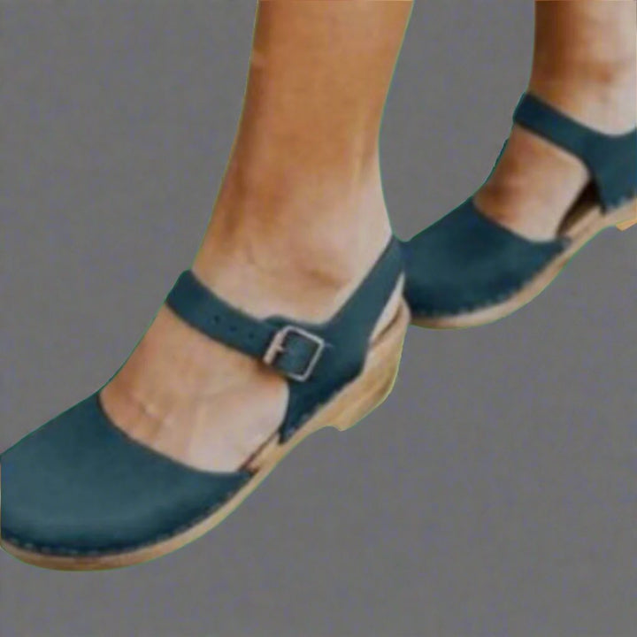 Karin | Vintage inspirierte Plateau Clogs mit Lederobermaterial 2