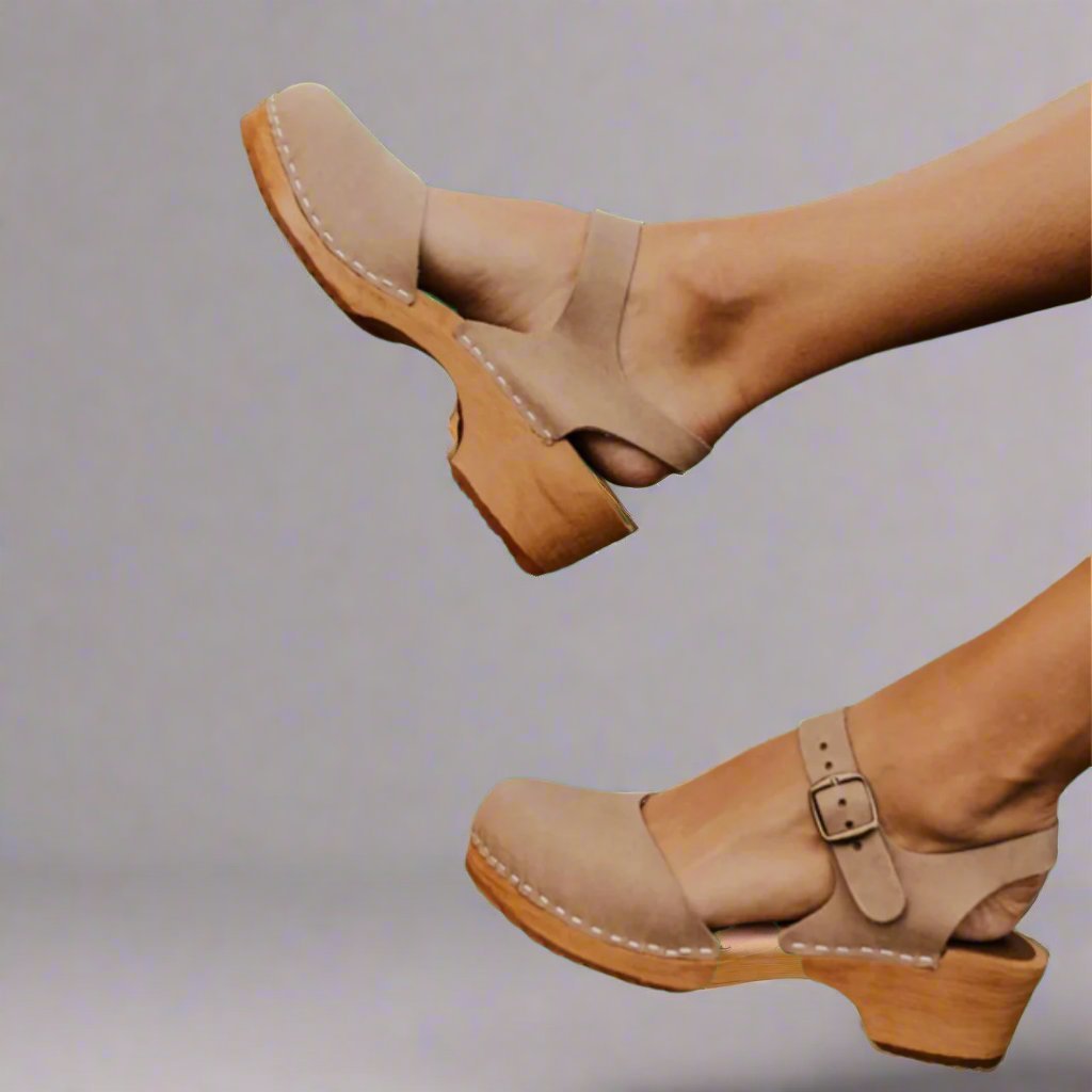 Karin | Vintage inspirierte Plateau Clogs mit Lederobermaterial 4