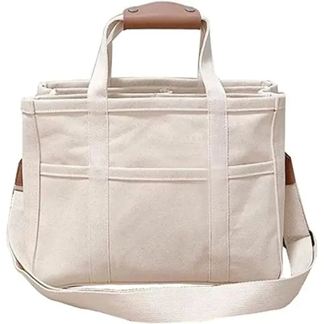 Karolin | Elegante Canvas Tragetasche mit mehreren Fächern 0