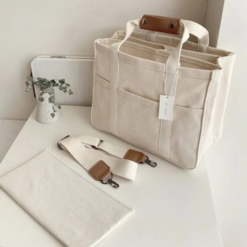 Karolin | Elegante Canvas Tragetasche mit mehreren Fächern 2