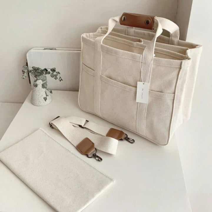 Karolin | Elegante Canvas Tragetasche mit mehreren Fächern 2