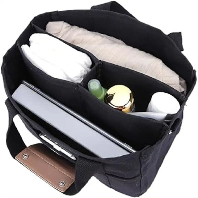 Karolin | Elegante Canvas Tragetasche mit mehreren Fächern 4