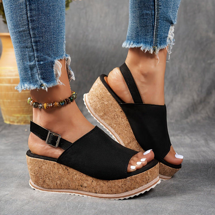 Katharina | Stylische Plateau Keilsandalen mit Animal Print 0