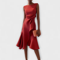Saskia| Elegant Asymmetric Midi Dress for Exclusive Occasions