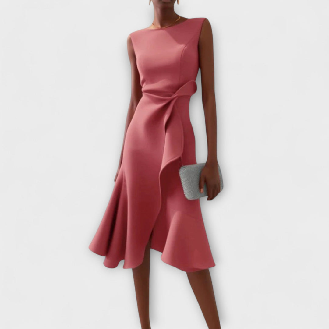 Katrin | Elegantes Festliches Kleid für Hochzeitsgäste – Asymmetrisches Midikleid für Damen 3
